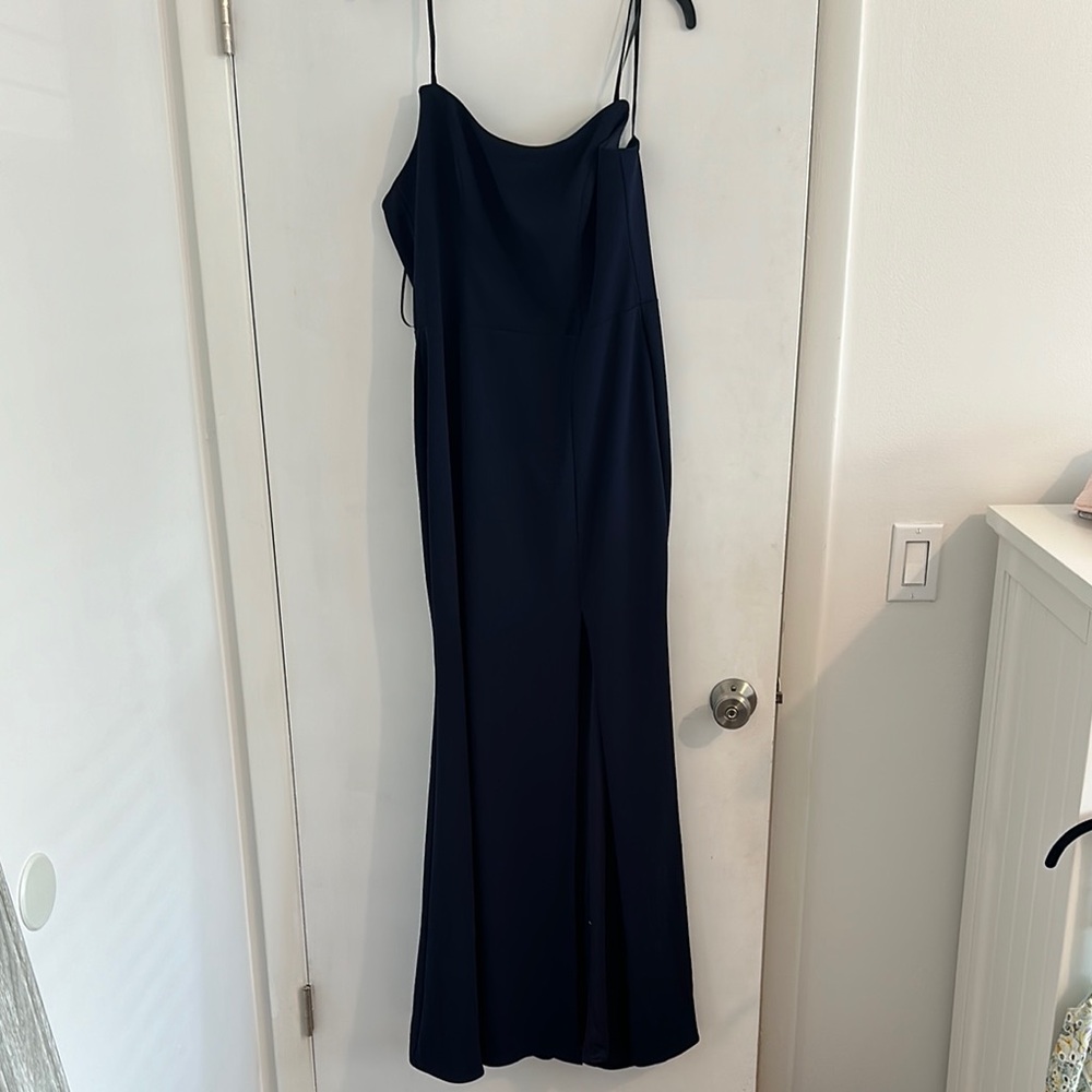 Aqua Black Spaghetti Strap Sleeveless Maxi Gown